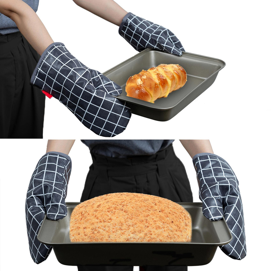 KONNWEI Set aus 5 Stück Topflappen, Topfuntersetzer mit Tasche und Schürze, silikonbeschichtete Oberfläche, hitzebeständig, grau - Bild 4