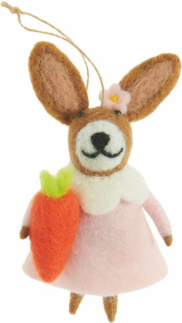 Rico Design Aufhänger Filz-Hase mit Möhre und rosa Kleid für Ostern und Frühling - Bild 1