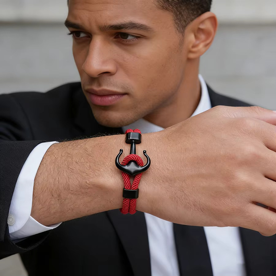Noter Herren-Ankerarmband, Schwarz - Bild 2