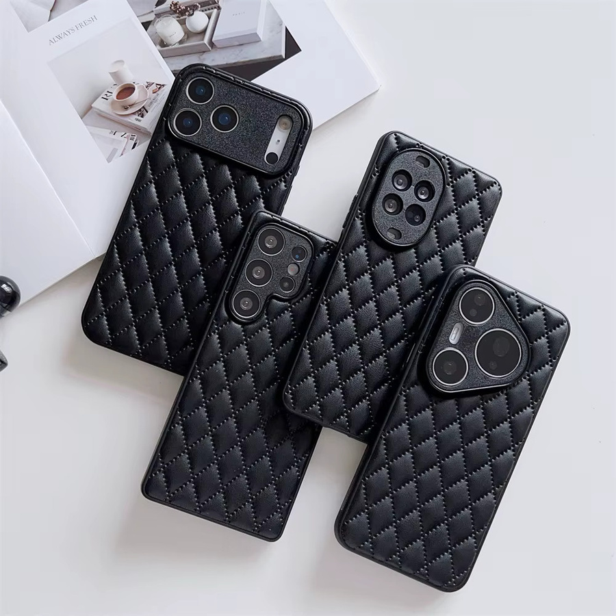 Luxuriöse Handyhülle aus PU-Leder mit Rautenmuster für Samsung Galaxy S26 S25 S24 S23 S24 FE S23+ S23 Plus A56 A55 A54 A53 A36 A35 A26 in Schwarz - Bild 3