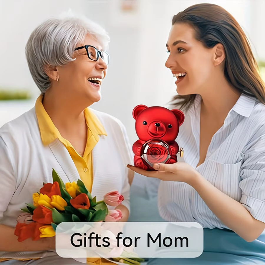 Halskette mit ewiger Rose in Teddybär-Geschenkbox - Bild 1