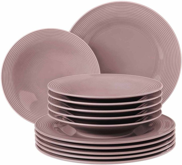 Seltmann Weiden Tafelservice Beat Color Glaze aus Porzellan, 12-teilig, Pink - Bild 1