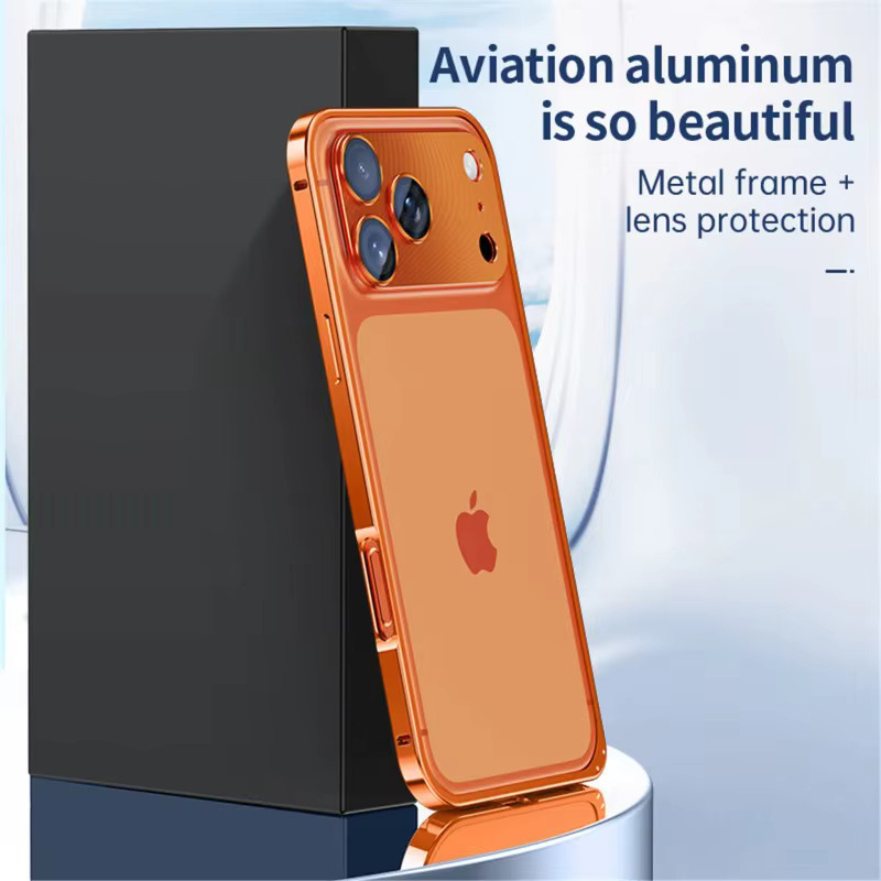 Wasserdichte Stoßfesten iPhone Hülle mit Legierung Rahmen und Kameraschutz in Orange für iPhone 17 Pro Max, 16, 15, 14 - Bild 4