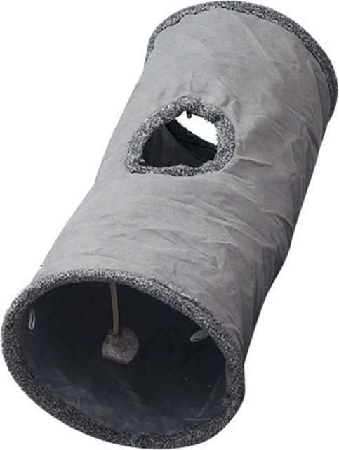 TOMTOP JMS Wildleder-Katzentunnelspielzeug, faltbarer Peekaboo-Tunnel mit selbstspielender Kugel, integriertem Stahldraht, grau - Bild 1