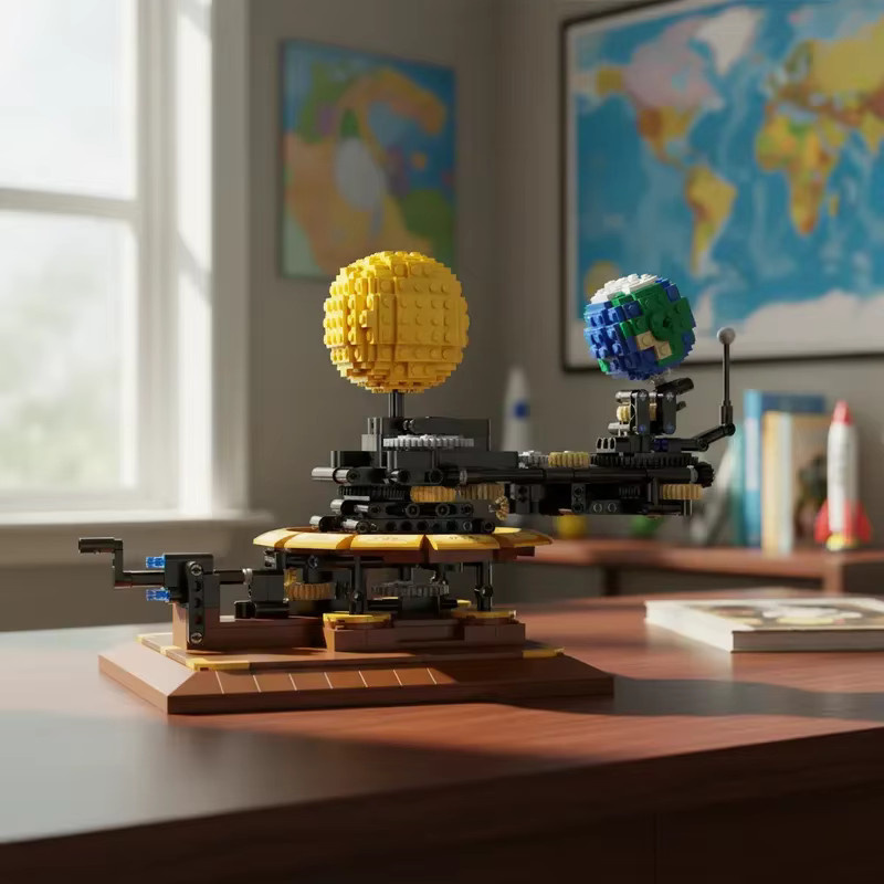 HUATEC DIY-Sonnensystem-Uhr mit Erde und Sonne, Bausteine, 865 Stück - Bild 4