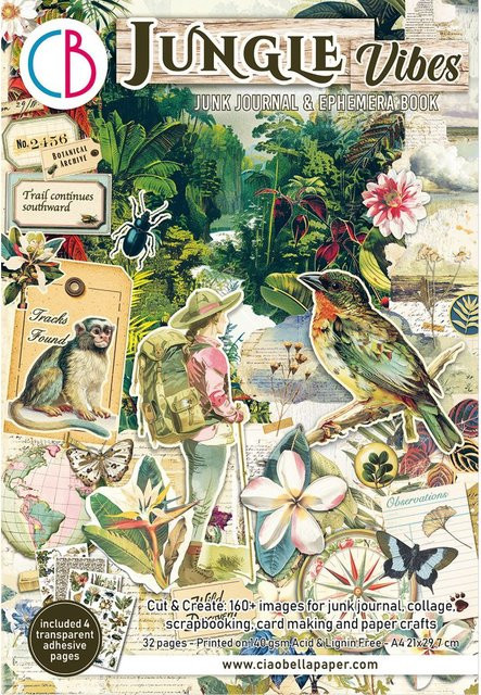 Junk Journal und Ephemera Buch Jungle Vibes in Multicolor, Format A4 - Bild 1