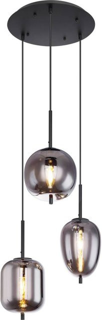 GLOBO Pendelleuchte Blacky in Schwarz aus Metall mit Rauchglas, E14, Höhe: 120 cm, Durchmesser: 46 cm - Bild 1