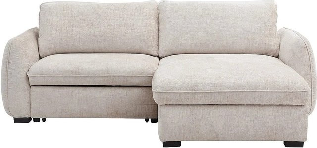Vente-unique Schlafsofa Monavi in Beige, L-Form mit Schlaffunktion und ausziehbarer Schublade, Breite: 236 cm - Bild 1