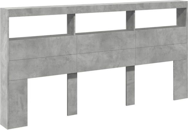 vidaXL LED-Kopfteil mit Ablage und USB-Ladeport, Betongrau, B/T/H: 200 x 17 x 102 cm - Bild 1