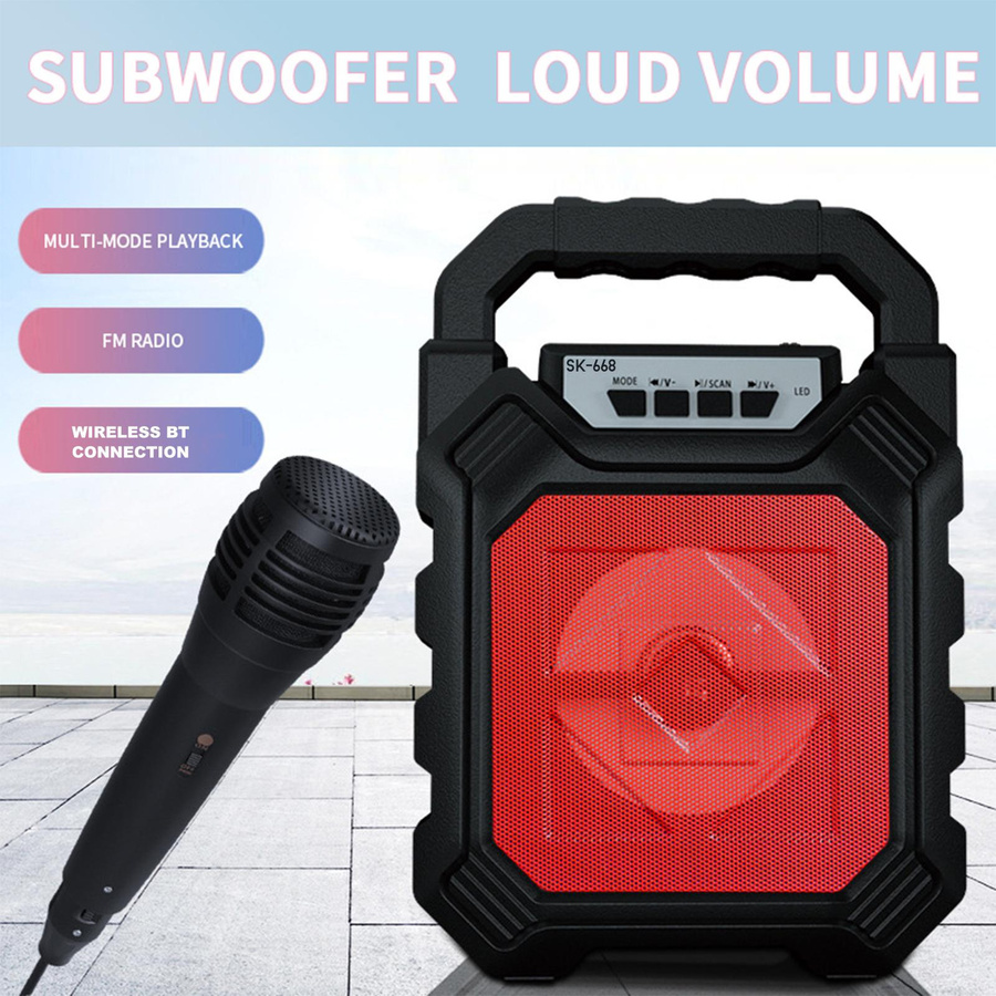 TOMTOP JMS Tragbare Bluetooth Karaoke-Maschine mit Mikrofon, kabelloser Außenlautsprecher, Schwarz - Bild 6