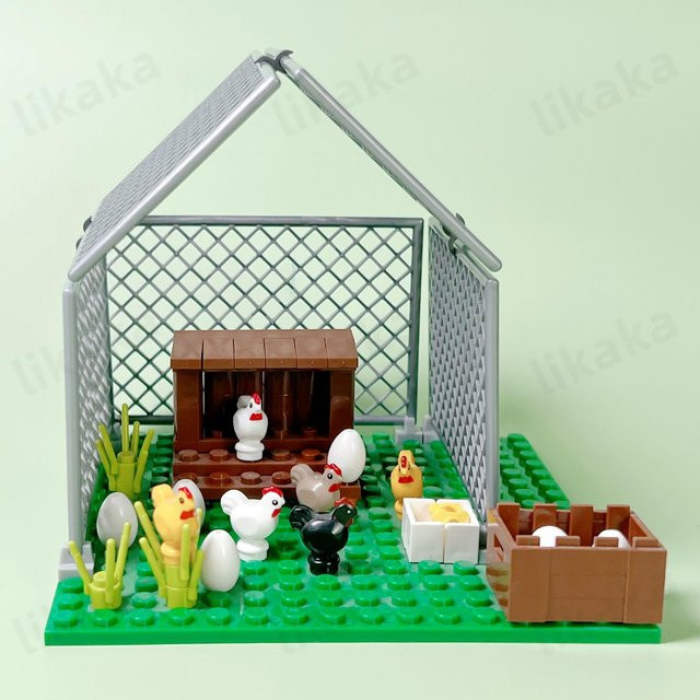 MOC Tiere Bauernhof Hühnerstall Hühnerhaus, Bausteine, ab 3 Jahren - Bild 1