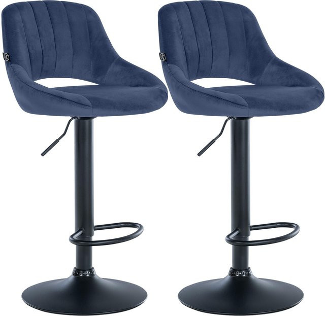 CLP Barhocker 2er Set Milet höhenverstellbar mit Lehne, gepolsterte Barstühle mit Samtbezug und Metallgestell, drehbar - Bild 1