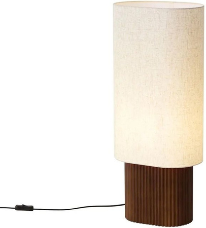 QAZQA Japandi Stehleuchte in Nussbaum mit beige Stoffschirm und LED-Funktion, Höhe: 70 cm