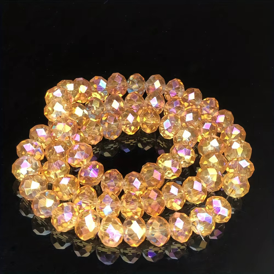 YUANZHIRUN Glas Spacer-Perlen, Gold Rose, Rondelle, Facettiert - Bild 4