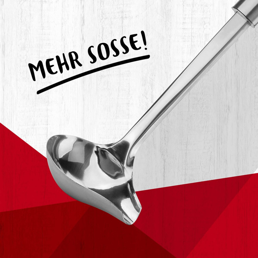 Fackelmann Soßenlöffel mit Ovalgriff aus Edelstahl in Silber, Länge: 29 cm - Bild 2