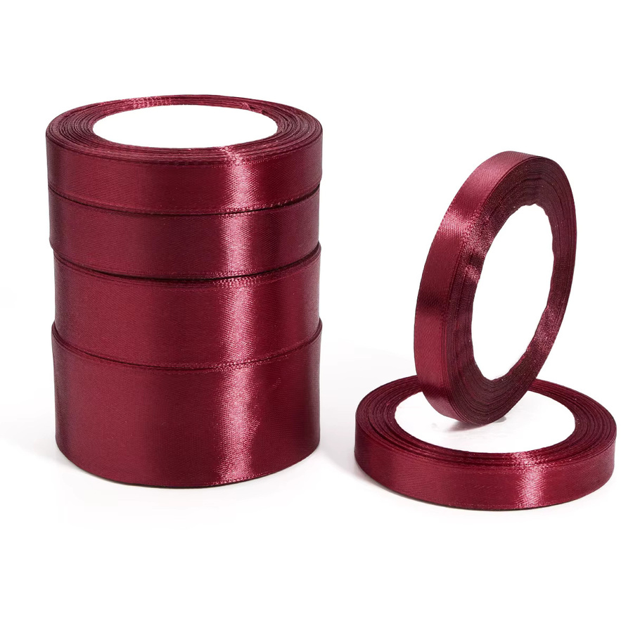 Satinband Set für DIY-Geschenke und Weihnachtsdekoration in Schwarz und Weinrot, 25 Yards pro Rolle - Bild 3
