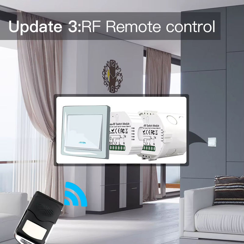 Wenzhi Zigbee 3.0 Lichtschaltermodul 1/2 Gang, Smart Life Tuya kompatibel mit Alexa und Google Home, Weiß, Einbaumodul mit Timer und RF 433 MHz Fernbedienungsfunktion - Bild 3