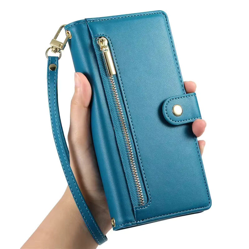 Leder-Handyhülle mit Lanyard und Kartenfach für Google Pixel 10, 9 Pro XL, 9, 8, 7 in Blau - Bild 3