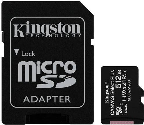 Kingston Canvas Select Plus SDXC Speicherkarte 512GB Class 10 UHS-I inkl. SD-Adapter Schwarz - Bild 1