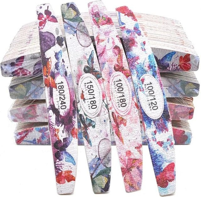 JEARLYU Holz-Nagelfeilen Blumen Design, 50 Stück, Körnung 100-240 - Bild 1