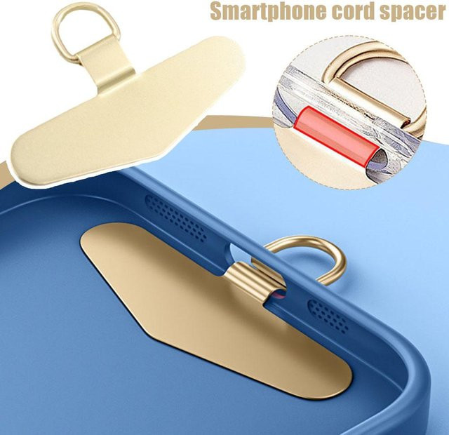 Mini Handy Lanyard Patch aus Edelstahl in Schwarz für iPhone 16, 15, 14 Pro Max, 13 und Mini als Telefon Hängekarte und Verbindungsstück - Bild 1