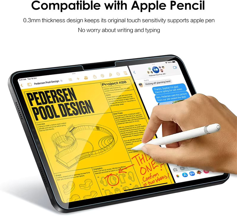 4er-Set Panzerglas Display- und Kameraobjektivschutzfolie für Apple iPad Pro 11 Zoll, 12,9 Zoll und iPad Air 6, transparent, HD klar gehärtetes Glas - Bild 4