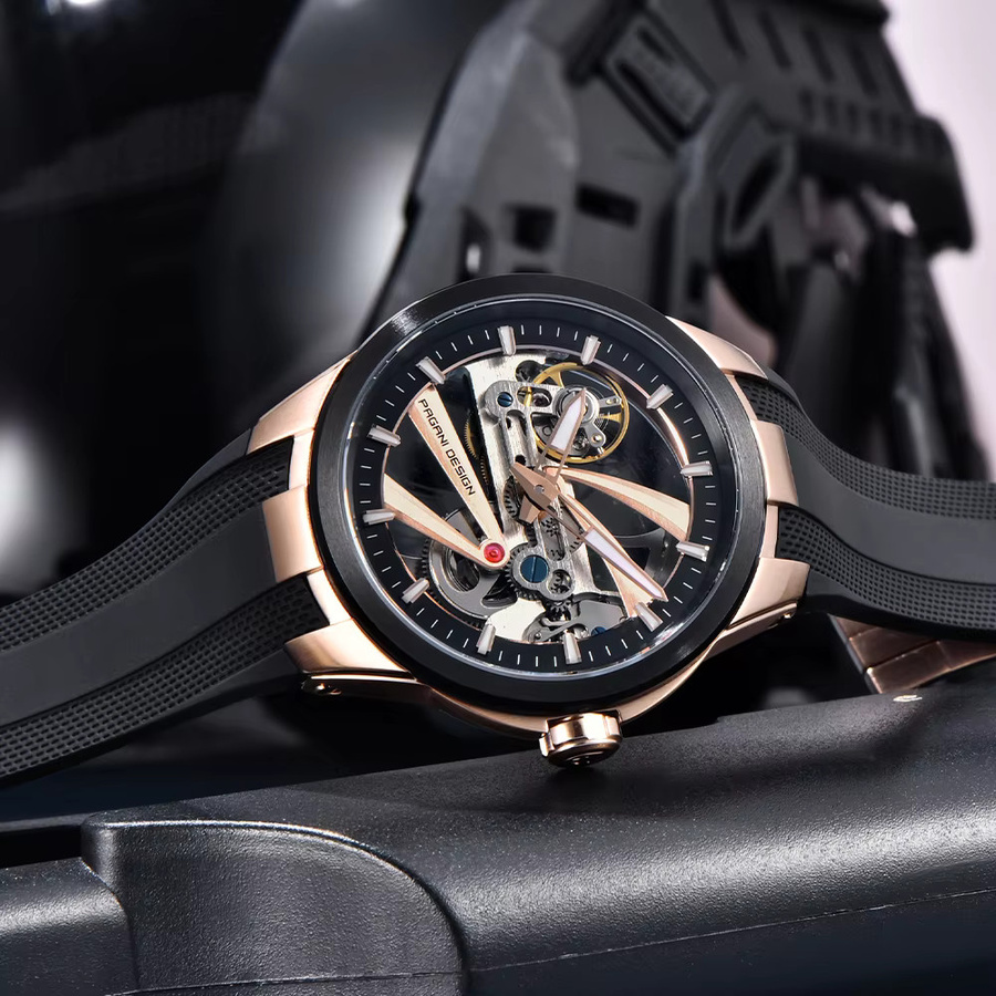 PAGANI DESIGN Armbanduhr Automatik, Edelstahl, Kautschuk, Saphirglas, Herren - Bild 5