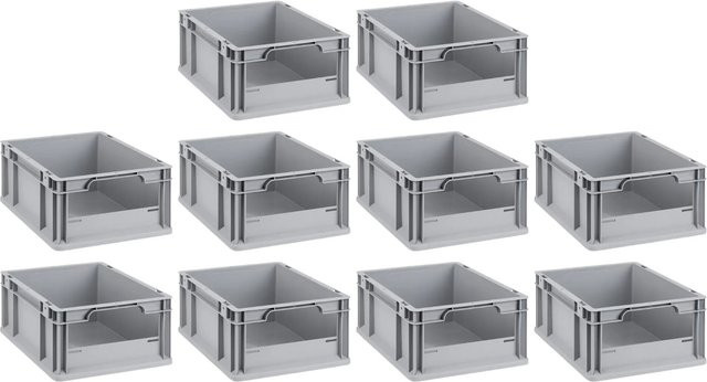 PROREGAL SuperSparSet 10x Eurobox NextGen Insight Transportboxen mit verstärkten Wänden und offener Front, Grau, H x B x T: 17 x 30 x 40 cm - Bild 1