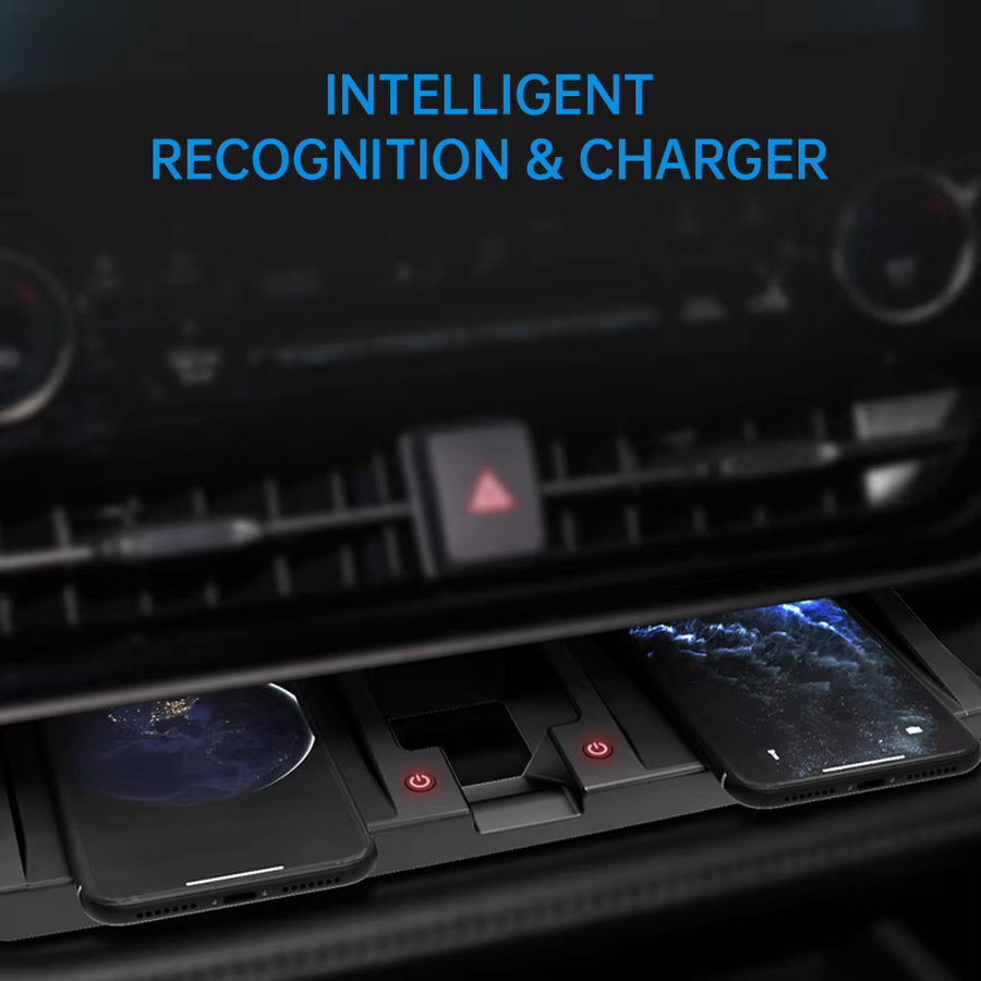 MOCENDO Drahtloses Schnelllade-Pad für Toyota Highlander Harrier 2022-2024 LHD, 15W Telefonhalterung, Schwarz - Bild 3