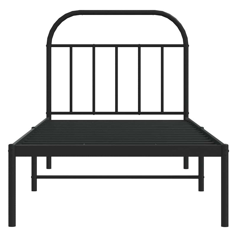 Vidaxl Metall-Bettgestell mit Kopfteil in Schwarz, B/L: 90 x 200 cm - Bild 5