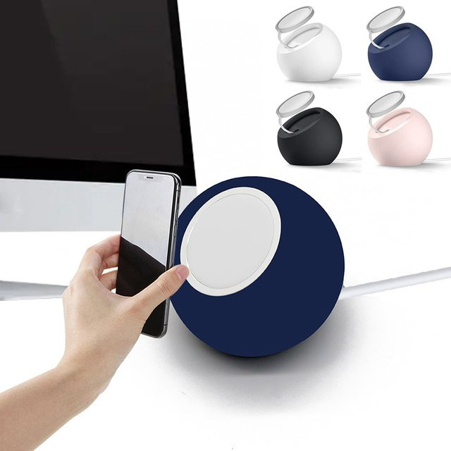 Kugelförmiger magnetischer Silikon-Ladehalter für Apple iPhone MagSafe kabelloses Ladegerät Dockingstation in Blau - Bild 1