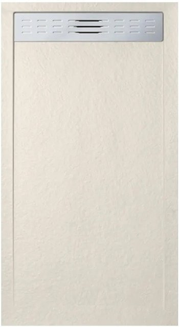 Frascio New Technology Duschwanne aus Mineralguss in Beige RAL 9001 mit seitlicher Gitterlinie und Abfluss, B/T: 90 x 155 cm - Bild 1