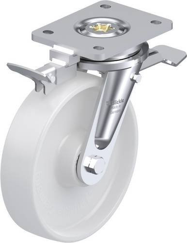 Blickle Lenkrolle LO-PO 200K-ST-RI4 mit Feststeller, weiß, Rad-Durchmesser: 20 cm, Tragfähigkeit: 600 kg - Bild 1