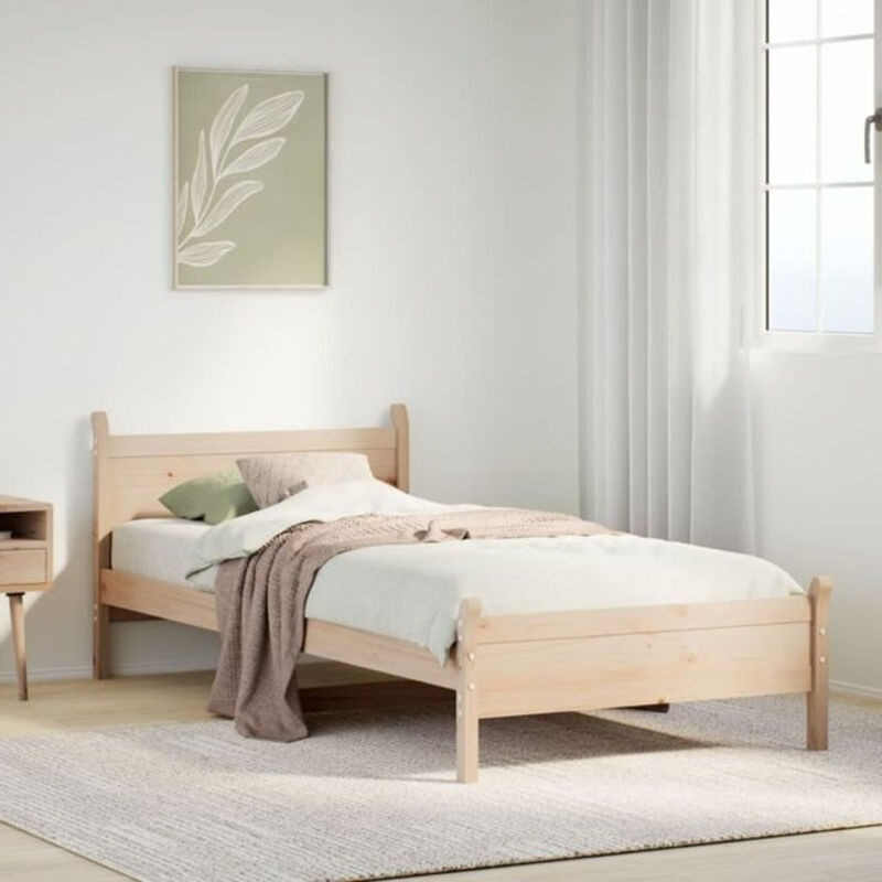 Massivholzbett vidaxl aus Kiefer in Braun im Landhaus- und Skandinavischen Stil, B/T/H: 90 x 200 x 209 cm - Bild 1