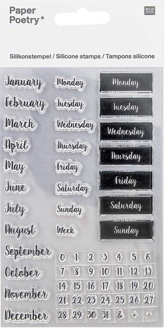 Rico Design Paper Poetry Silikonstempel-Set für Bullet Diary und Kalender in Transparent - Bild 1