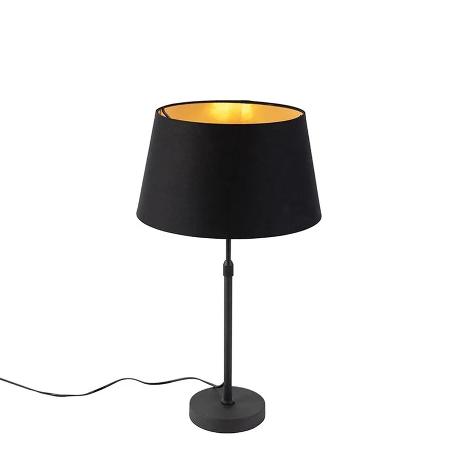 QAZQA Tischlampe in Schwarz und Gold, dimmbar und höhenverstellbar, Höhe: 35 cm - Bild 2