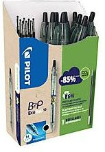 Pilot Bottle 2 Pen Ecoball Kugelschreiber Set in Schwarz mit 10 Kugelschreibern und 10 Minen, Strichbreite 0,6 mm, dokumentenecht und nachfüllbar - Bild 2