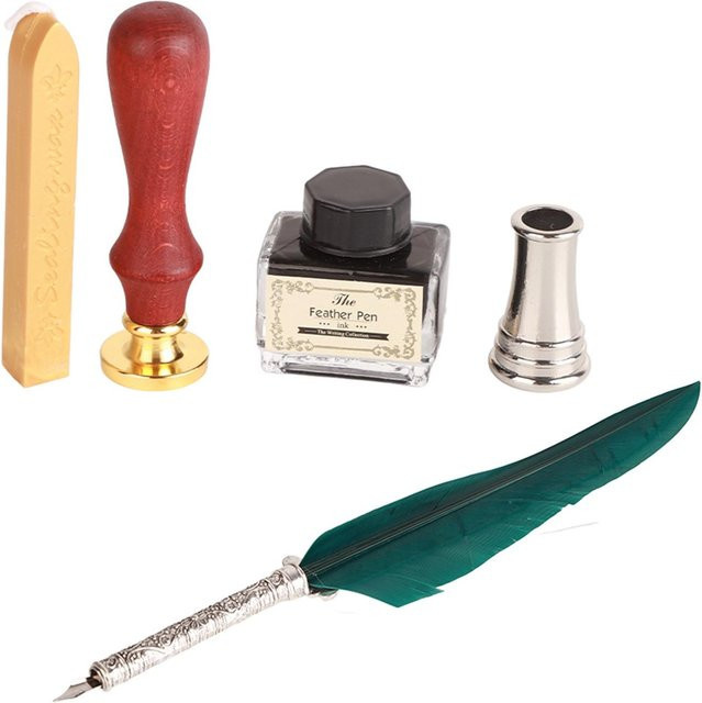 Wosawe Federkiel-Set mit Tinte im Retro-Stil für Kalligraphie in Beige und Multicolour - Bild 1