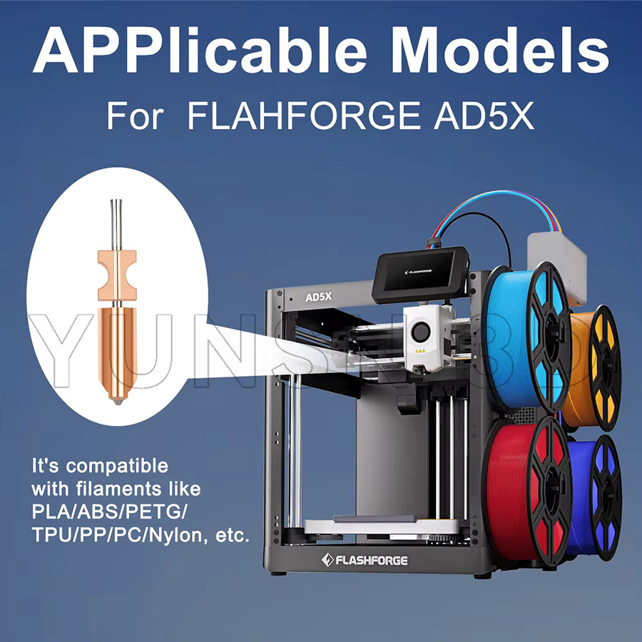 Flashforge AD5X Bimetallische Düse aus gehärtetem Stahl für FDM 3D-Drucker, Durchmesser: 0,25 mm, 0,4 mm, 0,6 mm, 0,8 mm - Bild 4