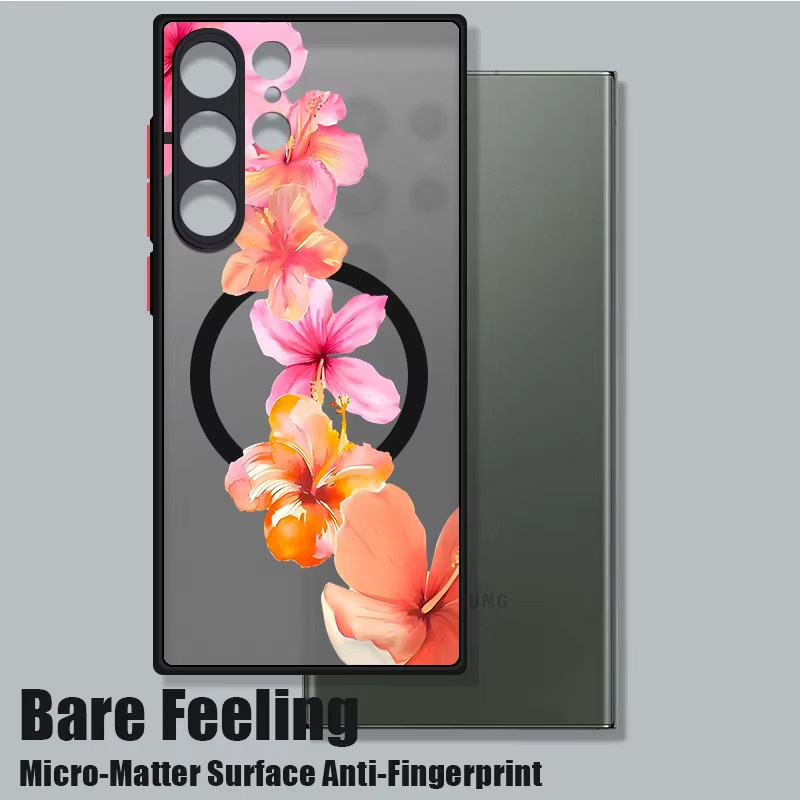 Magnetische Handyhülle mit rosa Blumenmuster für Samsung Galaxy S25 Edge, S24 Plus, S23 Ultra, S22 und weitere Modelle - Bild 2