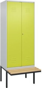 C+P PSA Doppel-Spind Classic PLUS Garderobenbank mit 2 Abteilen, Buche-Hartholz und Zylinderschloss, B/T/H: 212 x 80 x 81,5 cm - Bild 1