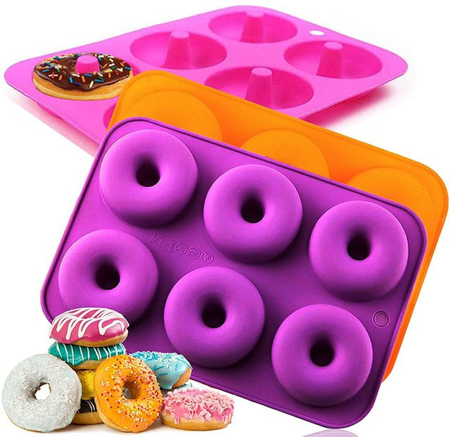 Venlohome Silikon-Donutform mit 6 Mulden, antihaftbeschichtet, Orange/Mehrfarbig - Bild 1