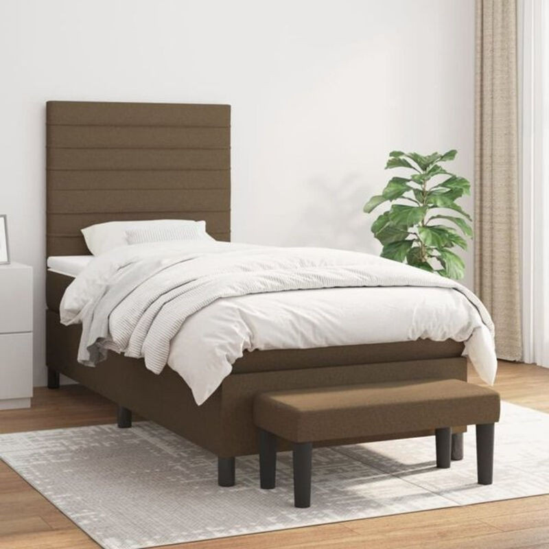 Vidaxl Boxspringbett mit Matratze aus Stoff in Braun, B/T/H: 90 x 190 cm - Bild 1
