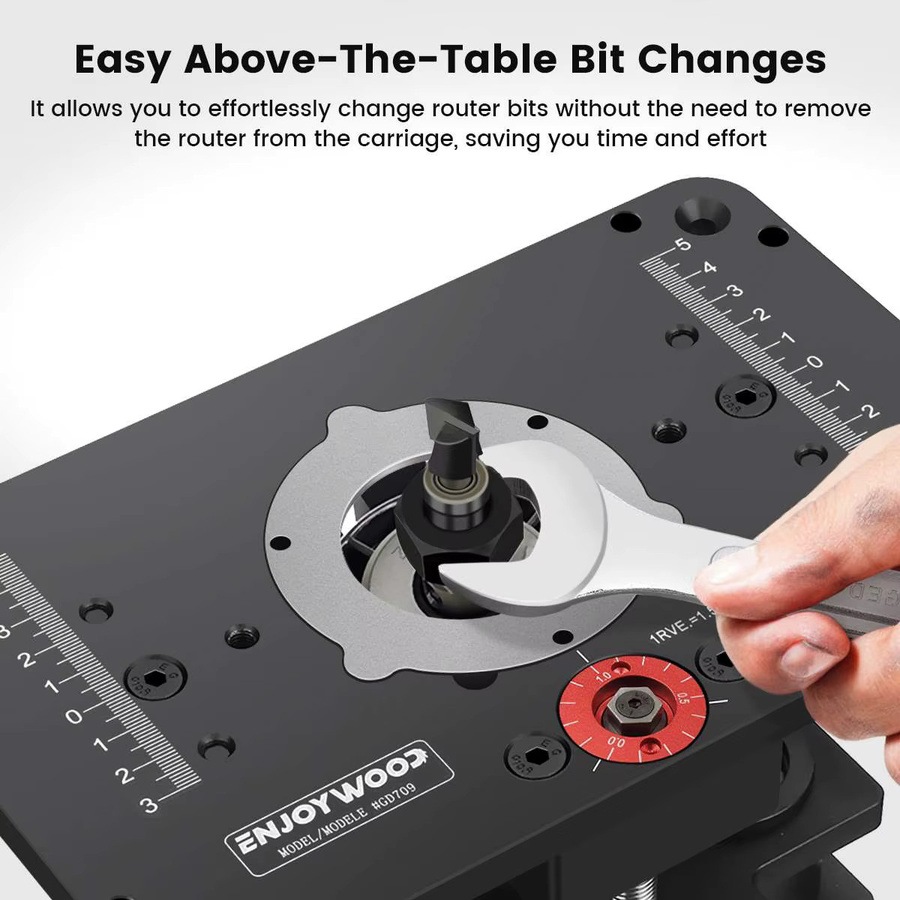 Enjoywood GD7 Pro Router Lift für 65mm und 69mm Fräswerkzeuge mit Platte in Schwarz B/T/H: 24,0 x 21,5 x 15,0 cm - Bild 5