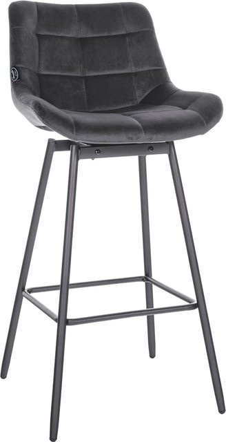 DELUKE Barhocker VISEN Barstuhl aus Samt in Dunkelgrau mit Lehne und Drehsitz, B/T/H: 49 x 56 x 105 cm - Bild 1