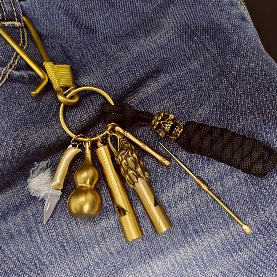 Schlüsselring Anhänger Messing, Retro, Mini Werkzeuge - Bild 1