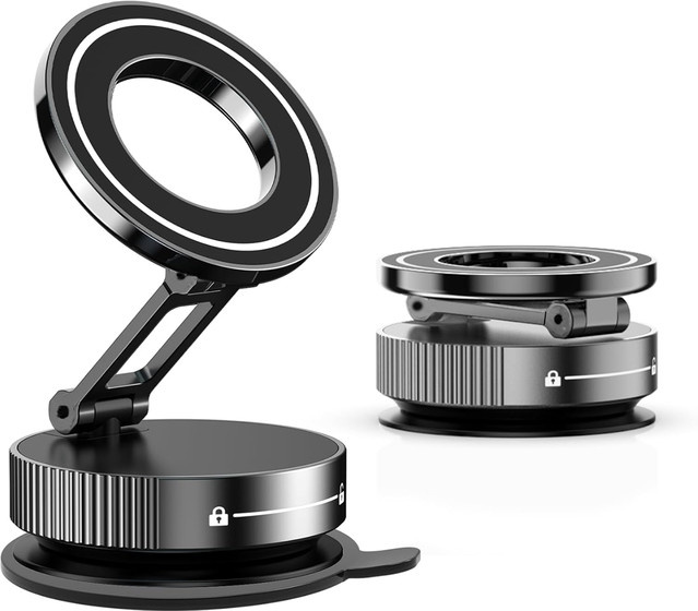 DUTRIEUX Magnetische Handyhalterung und Memotafel in Schwarz mit 360 Grad Drehung und einziehbarer Saugnapf für Monitor, Schreibtisch und Auto - Bild 1