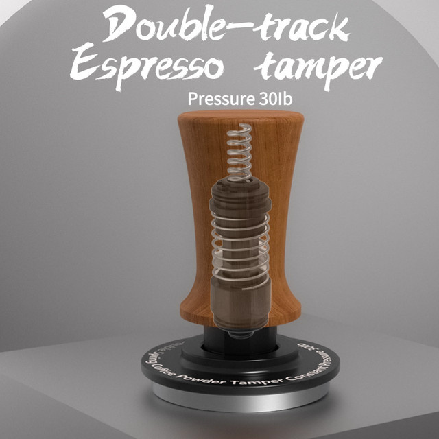 BEARR Kaffee Tamper mit Konstantdruck und kalibrierter Doppelfeder in Braun für Breville Espressomaschinen, Durchmesser: 51 mm, 53 mm, 53,7 mm oder 58 mm - Bild 1