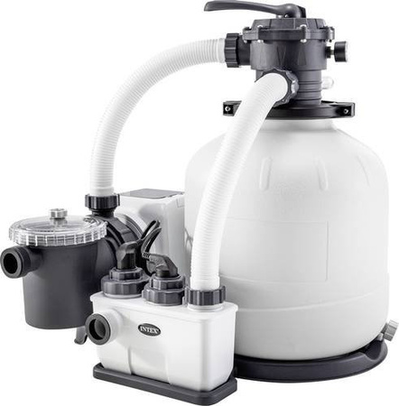 Intex Krystal Clear ECO Sandfilteranlage mit Salzwassersystem für Pools bis 56.800 l, Durchflussmenge: 8 m³/h, Farbe: Weiss