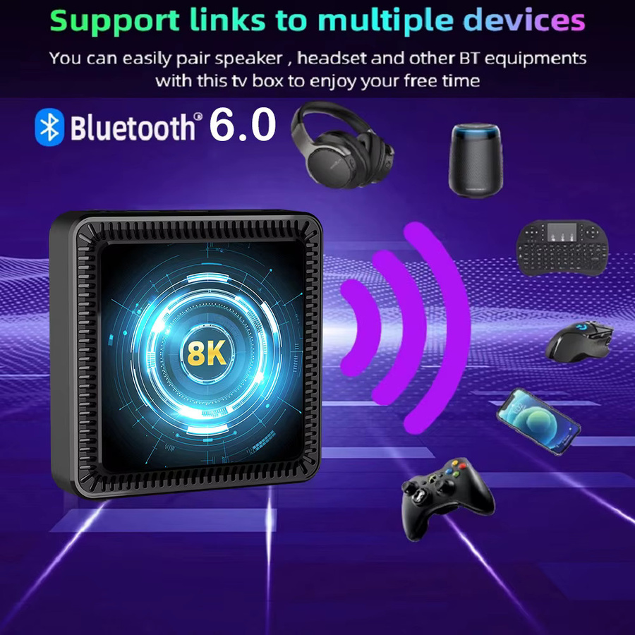 Q19 8K Smart TV Box mit Android 16, Bluetooth 6.0 und Wi-Fi 6, Google Assistant, Schwarz - Bild 5
